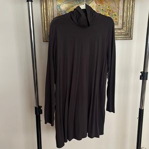 Eileen Fisher chocolate brown turtleneck tunic.
